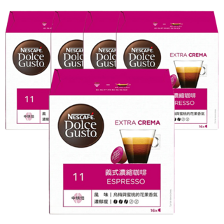 NESCAFE 雀巢咖啡 Dolce Gusto 義式濃縮咖啡膠囊 巴西和哥倫比亞阿拉比卡豆, 5.5g, 16顆, 5盒
