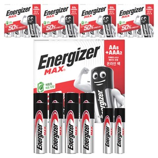 Energizer 勁量 最大鹼性電池 AA 8p + AAA 2p 組, 10入, 5組