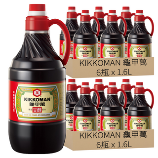 KIKKOMAN 龜甲萬 甘醇醬油, 1.6L, 12瓶