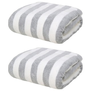 SOG購物 珊瑚絨浴巾 140 x 70cm, 灰色, 2條