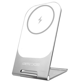 iBRIDGE 超輕薄金屬支架無線充電器 15W 磁吸設計，適用於 iPhone 14/13/MagSafe, 白色, 1個