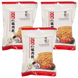 軒記台灣肉乾王 櫻花蝦杏仁脆豬肉乾, 嚴選台灣溫體豬後腿肉, 手工薄切, 不添加防腐劑, 70g, 3包