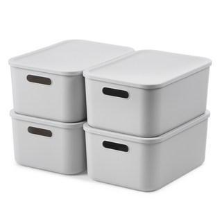 comet 家用簡約收納箱 食品儲藏室整理箱 M, 4個, 灰色