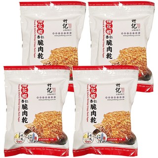 軒記台灣肉乾王 櫻花蝦杏仁脆豬肉乾, 嚴選台灣溫體豬後腿肉, 手工薄切, 不添加防腐劑, 70g, 4包