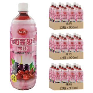 味丹 葡萄蔓越莓果汁, 900ml, 36瓶