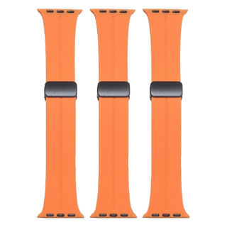 矽膠磁吸可調式錶帶, 橘色, 3條