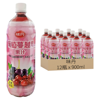 味丹 葡萄蔓越莓果汁, 900ml, 12瓶