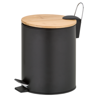 ikloo 宜酷屋 日式竹蓋靜音緩降腳踏式垃圾桶 1.15kg 5L, 黑