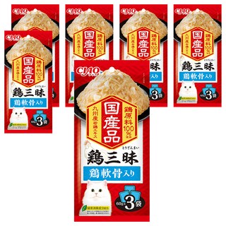 INABA CIAO 啾嚕 豪華雞三昧餐包 九州產若雞雞肉萃取物 100%雞肉原料, 雞軟骨, 180g, 6袋
