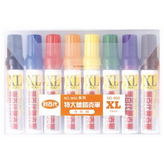 LIBERTY 利百代 No.900XL 麥克筆, 斜方尖款 綜合色, 8支