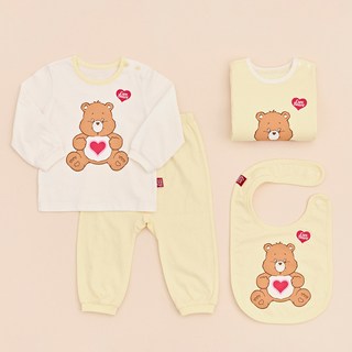 Care Bears 彌月 百日 週歲 有機居家服 + 包屁衣 + 圍兜 + 購物袋 禮盒組