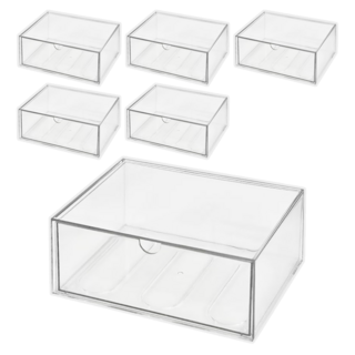 可堆疊透明收納盒 特大號 23 x 16.5 x 10cm, 透明, 6個