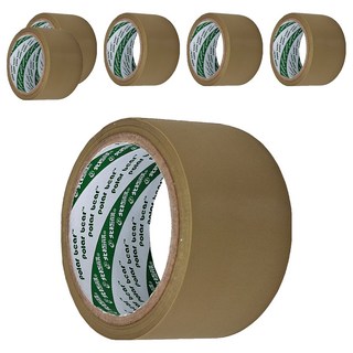 polar bear 北極熊 PVC布紋封箱膠帶 60mm 6個, 牛皮棕色, 1組