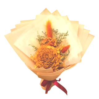 A-ONE 匯旺 6cm 大焦糖索拉玫瑰花橘色繡球花永生花束 乾燥花束 (花束尺寸: 25x25 公分), I款