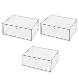 可堆疊透明收納盒 特大號 23 x 16.5 x 10cm, 透明, 3個