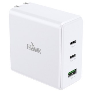 Hawk 浩客 100W高速PD電源供應器, 雙Type C + USB插配置, 白色, 1個