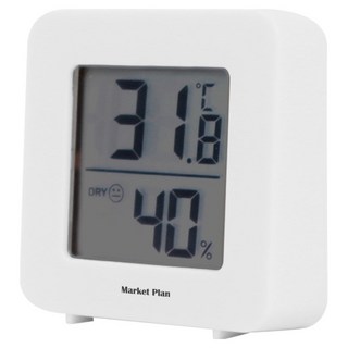 마켓플랜 스퀘어 온습도계, 화이트, 1개