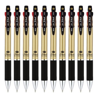자바펜 제트 3볼 M 다색펜 0.7mm, 샴페인 골드, 10개