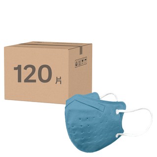 順易利 成人立體醫用口罩 細耳, 莫蘭迪藍, 30片, 4盒