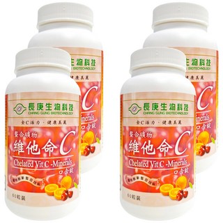 長庚生物科技 螯合礦物 維他命C 口含錠, 60錠, 1.2g, 4罐