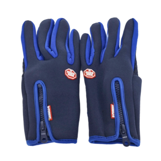 B-FOREST 秋冬騎自行車防滑觸屏手套 保暖搖粒絨材質 防風防水防寒 登山騎車適用, 藍色