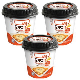 YOPOKKI 辣炒年糕即食杯, 韓國原裝進口, 微波加熱, 濃濃起司味, 120g, 3個