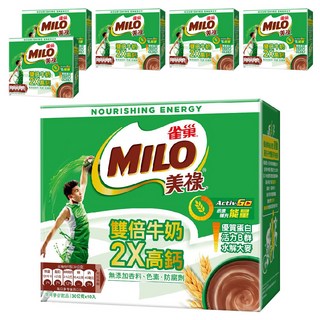 MILO 美祿 巧克力麥芽飲品 雙倍牛奶 2X高鈣 含優質蛋白 活力B群 無添加香料 色素 防腐劑, 30g, 10入, 6盒