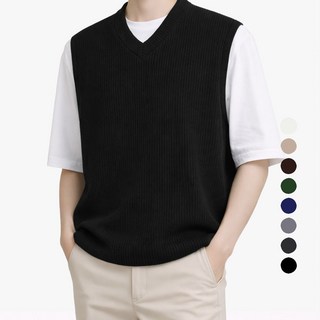 GUYSTORY 中性款素色羅紋針織背心