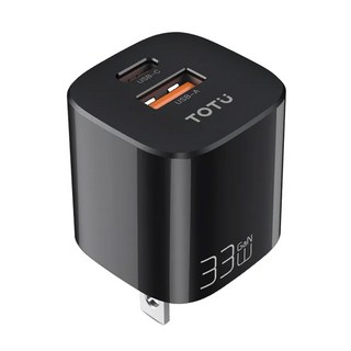 TOTU 拓途 33W 雙孔 PD Type-C iPhone GaN 氮化鎵快充頭 USB 閃速, 黑色, 1個