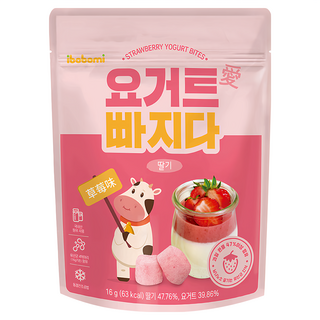ibobomi 乳酸菌優格點心，韓國生乳製作，無添加人工香料、色素、防腐劑, 草莓味, 16g, 1包