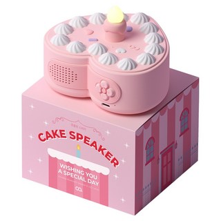 오아 촛불후 무선 블루투스 미니 스피커 무드등 촛불 케이크, 핑크, OSPK-003PK