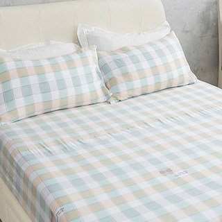 eyah 宜雅 蠶絲x石墨烯鋪棉涼被床包組 水洗綿工藝 單人 黃綠格遊戲