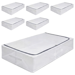 超大防水床底收納箱 56L大容量收納, 大號(80 x 47 x15cm), 透明, 6個