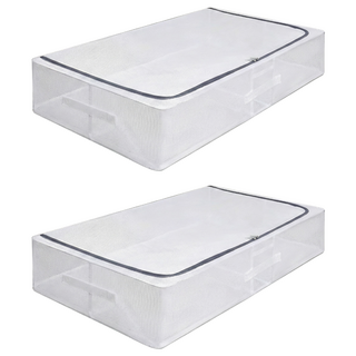 超大防水床底收納箱 56L大容量收納, 大號(80 x 47 x15cm), 透明, 2個