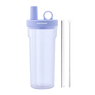cook power 鍋寶 晶透雙層吸管杯 附珍珠吸管 + 吸管刷 770ml, 丁香紫, 1個