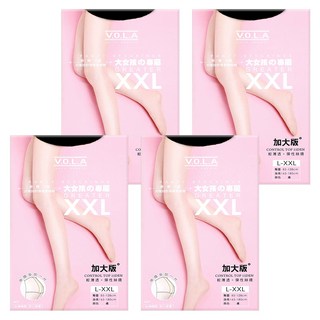 VOLA 維菈 加大版彈性絲襪 輕薄透 台灣製, L~XXL, 黑色, 4件