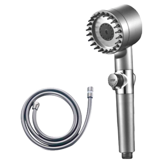 增壓過濾蓮蓬頭套組 蓮蓬頭 + 軟管 無牆座, 1組, 槍灰色