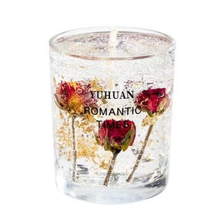 拍平方 果凍香氛蠟燭 小款, 红玫瑰 小蒼蘭, 160g, 1個
