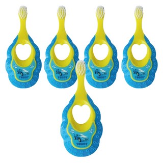 韓國 TOBOT 機器戰士 兒童牙刷 (1階段 0~2歲) - 圓形小刷頭, 柔軟刷毛, 訓練握力, 藍色, 1入, 5支