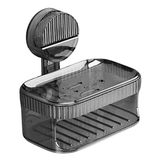 Reddot 紅點生活 強力吸盤雙層菜瓜布肥皂盒, 透灰色, 1個