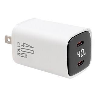 CYKE 氮化鎵40W雙TYPE-C口充電器 K15, 白色, 1個