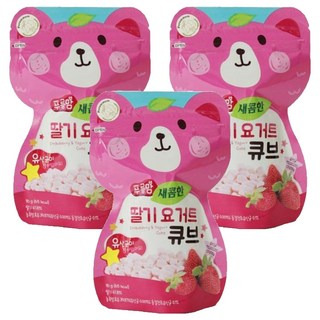 Organic Story Purummam優格塊, 3包, 草莓口味, 16g