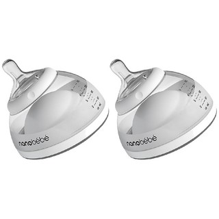 Nanobébé 母乳奶瓶套裝, 360°雙重防脹氣設計, 母乳實感奶嘴, 太空灰, 150ml, 2個