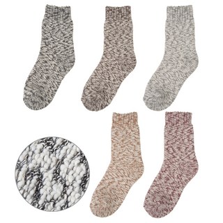 Base Alpha Essential 女性用厚實蓬鬆緩震毛圈混色冬季襪 5雙