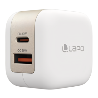 LaPO 30W氮化鎵2口極速充電器 Lch30, 白色, 1個