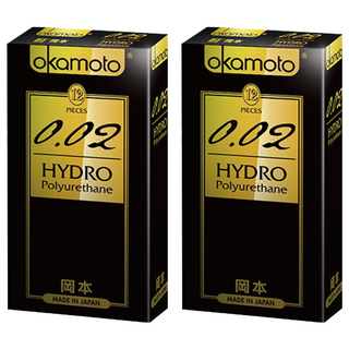 okamoto 岡本 0.02 HYDRO POLYURETHANE 水感勁薄衛生套, 12入, 2盒