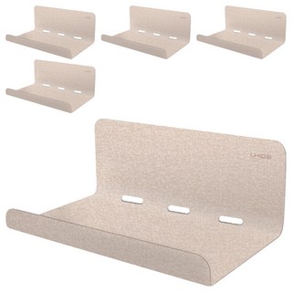 LHiDS EasyHouse 微型壁掛式彎折層架 黏貼版 質感皮革紋理 防潑耐髒, 奶茶杏, 5個