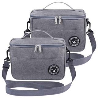 方形保溫便當袋 加厚陽離子牛津布, 灰色, 2個