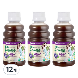 테일러 유기농 착즙 푸룬 주스, 180ml, 12개