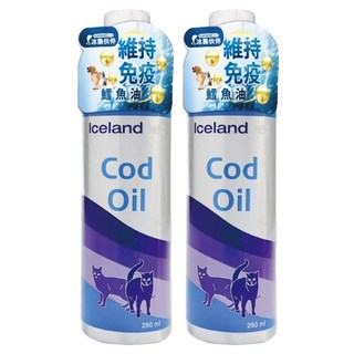 Icelandpet 冰島伙伴 全守護寵物鱈魚油 犬貓兩用, 250ml, 增強免疫力, 2罐